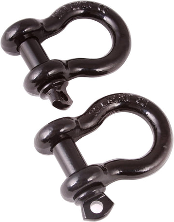 Rugged Ridge | D-Ring Shackle Kit, 3/4 inch, Black, Steel, Pair | 11235.04 3/4 Inch Black