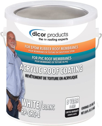 Dicor RPCRC1 White EPDM Rubber Roof Coating - 1 Gallon Acrylic Coating