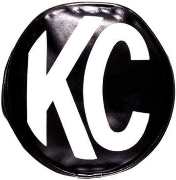KC HiLiTES 5100 6" Round Black Vinyl Light Cover w/ White KC Logo - Set of 2 Black White KC