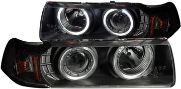 AnzoUSA 121325 Black Clear/Amber G2 Projector Halo Headlight for BMW 3 Series/E36 - (Sold in Pairs)