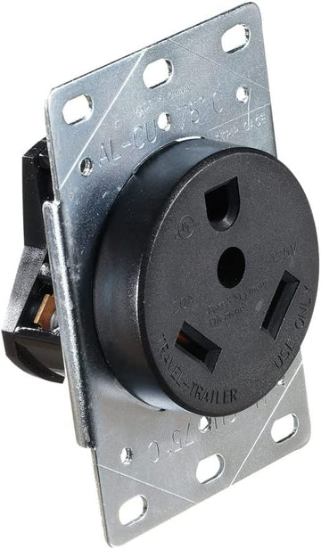 RV Designer S971 AC Flush-Mount Receptacle with Plate - 30 Amp
