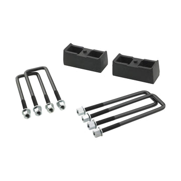 Pro Comp Suspension 63152 Level Lift Block with U-Bolt Kit Rear Lift Height 2 Inch 2 Lift Blocks 4 U-Bolts 8 Thick Flat Washers 8 U-Bolt Nuts Level Lift Block with U-Bolt Kit