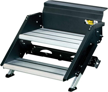 Lippert-733932 Solid Step Double Step for RV and Travel Trailer Entry Doorway , Black, 30-inch Standard