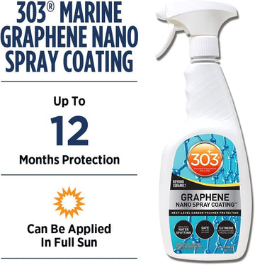 303 Marine Graphene Nano Spray Coating - Next Level Protection - Enhances Gloss and Depth - Reduces Water Spotting - UV Ray Protection- Safe to Use in the Sun - 32 fl. oz. (30251), White