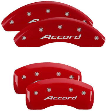 MGP Caliper Covers 20207SACCRD Red Powder Coat Finish"Honda/Accord" Engraved Caliper Cover with Silver Characters, Set of 4