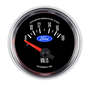AutoMeter Gauge, Voltmeter, 2 1/16", 18V, Elec, Ford Racing (880823)