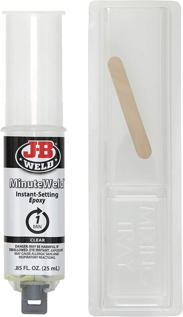 J-B Weld 50101 MinuteWeld Instant-Setting Epoxy Syringe - Dries Clear - 25ml (2 Pack)