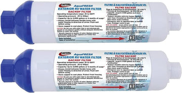 Valterra A01-1132VP AquaFRESH Replacement Exterior RV Water Filter w/Hose Connections - Pack of 2