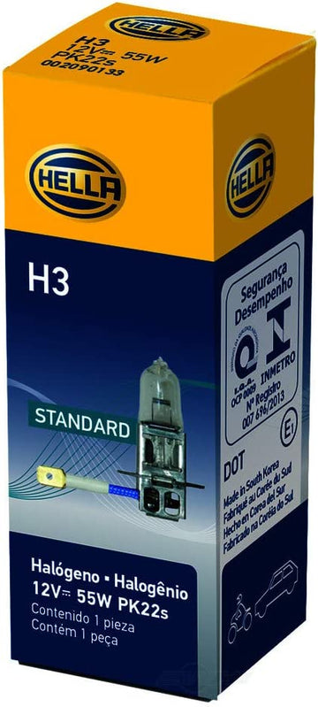 HELLA H3 Standard Halogen Bulb, 12 V, 55W Standard - 55W Single Box