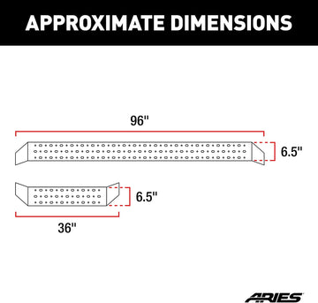 ARIES C3696 RidgeStep Commercial Running Boards 6.5 in. VersaTrac Brackets Sold Separately Textured Black Powder Coat Carbon Steel RidgeStep Commercial Running Boards