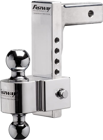 Fastway Flash 42-00-2800 E Series Adjustable Aluminum Ball Mount with 8 Inch Drop, 2 Inch Shank, and Chrome Plated Balls 8" Drop