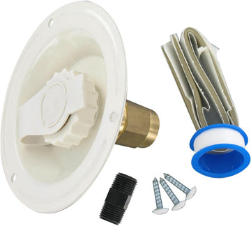 Valterra A01-0177LFVP Colonial White Lead-Free Metal Recessed Water Inlet