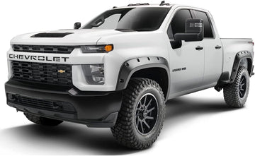 Bushwacker Forge Pocket/Rivet Style Front & Rear Fender Flares | 4-Piece Set, Black, Textured Finish | 48146-08 | Fits 2020-2022 Chevrolet Silverado 2500 HD, 3500 HD