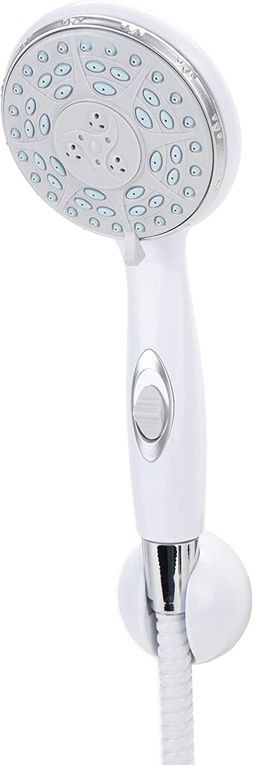 Camco 43714 Shower Head Kit with On/Off Switch and 60 inchFlexible Shower Hose (White) White Shower Head Kit