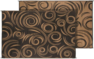 Faulkner 68946 Reversible 12' L x 9' W Black/Beige Polypropylene Camping Mat