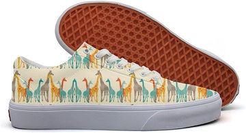 chuchuly Giraffe Family Canvas Low Top Sneaker for Women 5.5