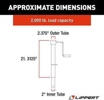 Lippert 285420 Side Wind Tongue Jack with Mounting Hardware