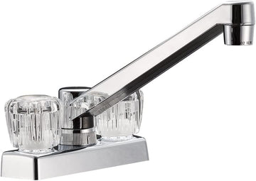 Dura Faucet (DF-PK640A-CP) RV Kitchen, Galley, or Bar Faucet with Crystal Acrylic Knobs (Chrome)