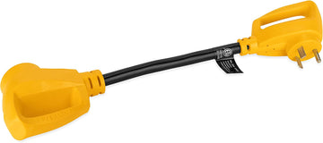 CAMCO RV Dogbone Electrical Adapter With Easy PowerGrip Handle, 30 Amp Male to 50 Amp Female, 18 inch (3750W/125V) (55185) 30M/50F Electrical Adapter
