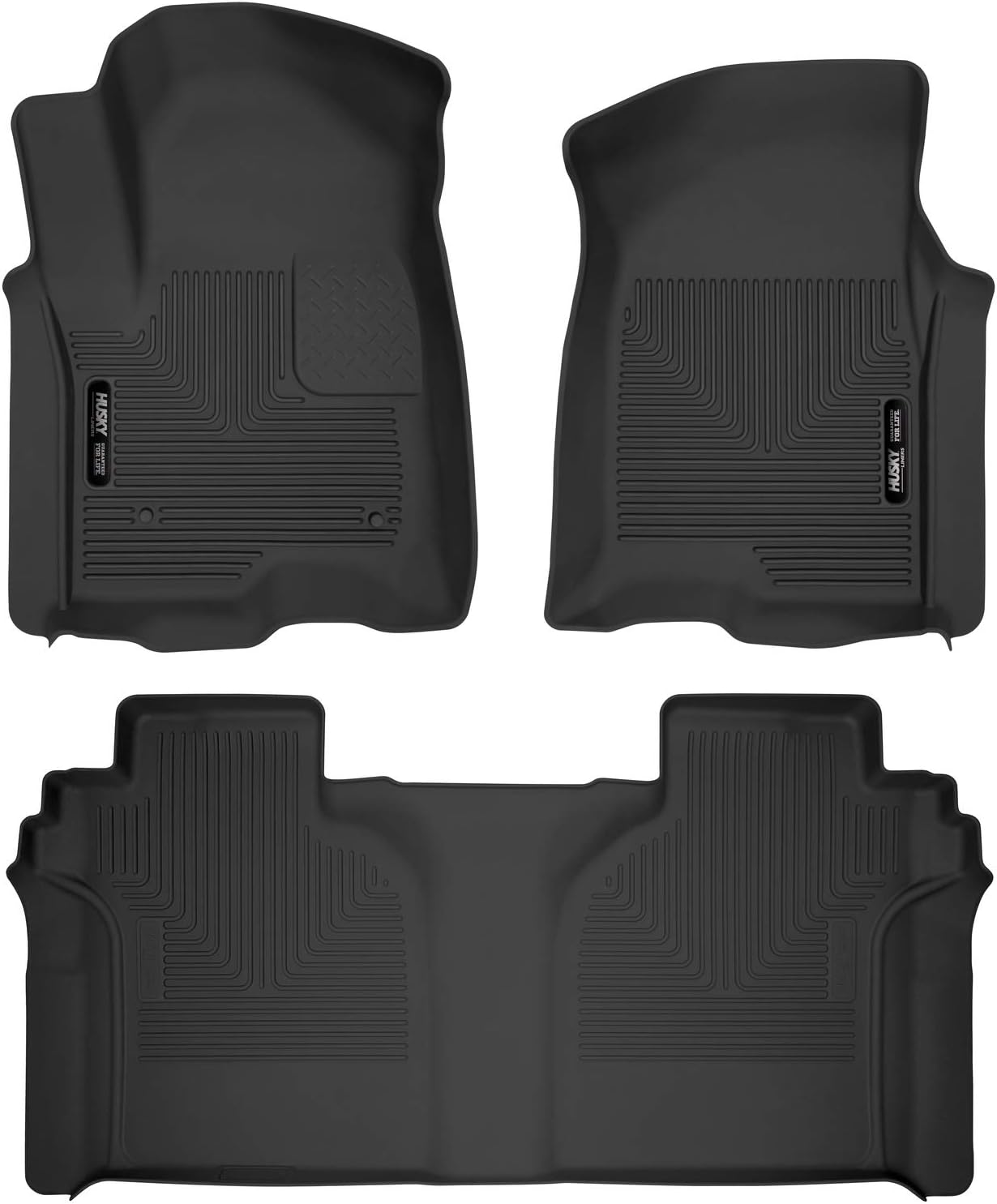 Husky Liners X-act Contour Series | Front & 2nd Seat Floor Liners - Black | 54208 | Fits 2019-2022 Chevrolet Silverado/GMC Sierra 3 Pcs
