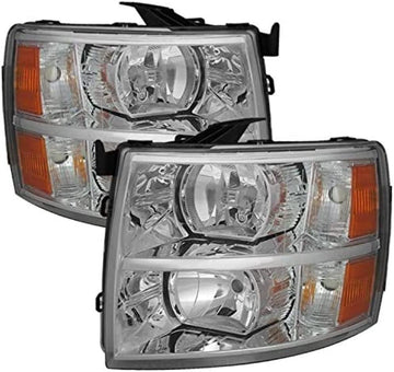 Spyder Auto (HD-JH-CS07-AM-C) Chevy Silverado 1500/2500/3500 Chrome Crystal Headlight - Pair