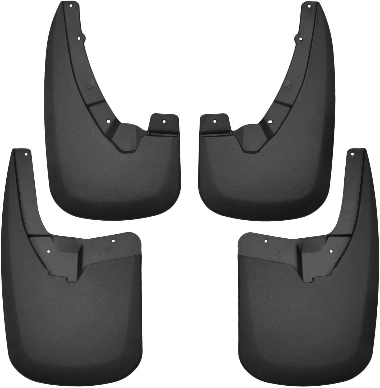 Husky Liners - Front & Rear Mud Guards | 2009-2023 Ram 1500/Ram 1500 Classic, 2010-2018 Ram 2500/3500 w/Single Rear Wheels & w/Out OEM Fender Flares, Front & Rear Set - Black, 4 Pc | 58176 Custom Front and Rear Mud Guard Set Without Fender Flares