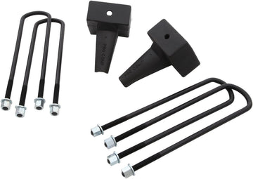 Pro Comp Suspension 62346 Level Lift Block With U-Bolt Kit 5 in. Lift Incl. 2 Cast Iron Riser Blocks 4 U-Bolts 8 Heavy Duty Flat Washers 8 Hi-Nuts Level Lift Block With U-Bolt Kit