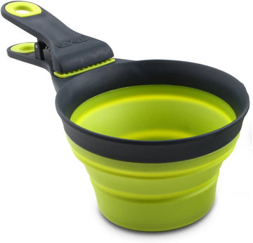 Popware Dexas 1 Cup for Pets Collapsible KlipScoop, Gray/Green