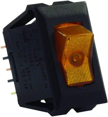 JR Products 12555 Amber/Black SPST Illuminated On/Off Switch