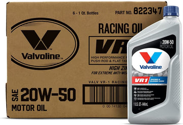 Valvoline 822347 VR1 SAE 20W-50 Racing Motor Oil - 1 Quart Bottle, (Case of 6)