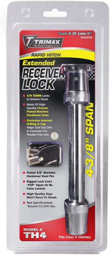 Trimax TH4 5/8" x 4-3/8" Diameter Premium Keyed Receiver Lock
