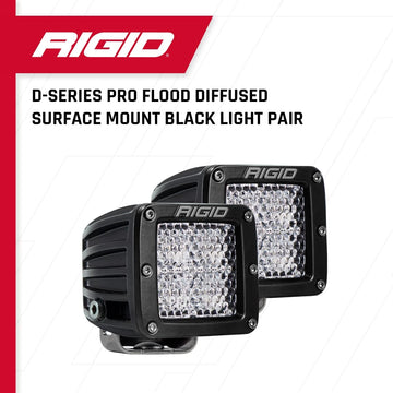 Rigid Industries 202513 D-Series Pro Diffused Light; Surface Mount; Hybrid; 4 White LEDs; Black Square Housing; Set Of 2;
