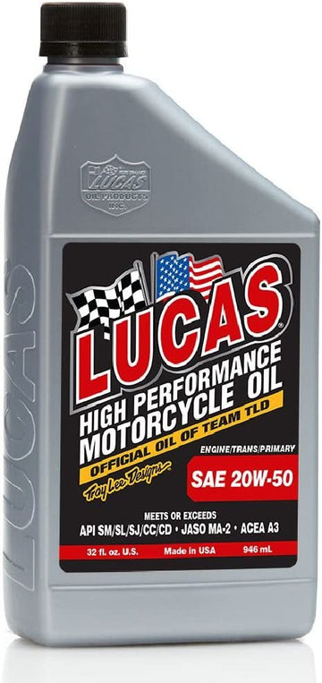 Lucas Oil 10700 SAE 20W-50 Motorcycle Oil - Gray, 1 Quart (32 Ounces)