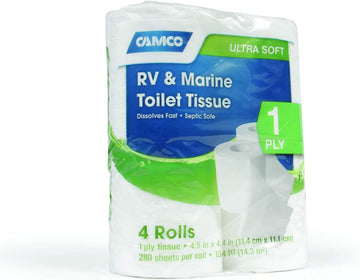 Camco 40276 Toilet Tissue, 1 Pack of 4 Rolls, White