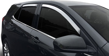 Auto Vent Shade 684975 Chrome Vent Visor Side Window Deflector, 4-Piece Set for 2015-2018 Ford F-150, 2017-2018 Raptor and F-250 to F-550 Super Duty with Super Crew Cab Outside Mount - Chrome