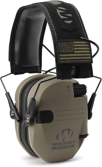 Walker's Razor Slim Low Profile Electronic Earmuffs FDE Patriot Hunting Earmuffs
