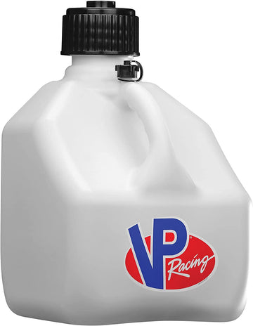 VP Racing Fuels 3 Gallon Motorsport Racing Liquid Container Utility Jug Can with Contoured Handle, Multipurpose Cap and Rubber Gaskets, White (4172-CA)
