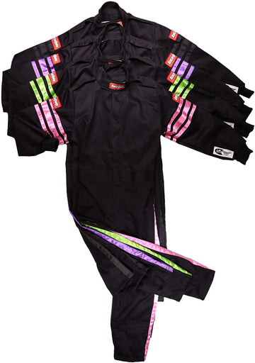 RaceQuip 1959993 Black Suit Single Layer Kids Medium Black Trim Black Junior Medium