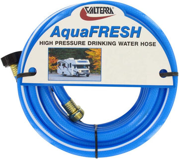 Valterra W01-8600 AquaFresh High Pressure Drinking Water Hose with Hose Savers - 1/2" x 50', Blue 1/2 Inch x 50 Inch Blue