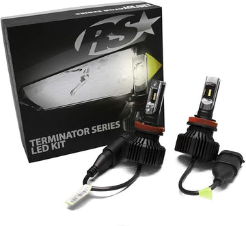 Race Sport Lighting 9005TLED Terminator Series 9005 Fan-less LED Conversion Headlight Kit with Pin Point Projection Optical Aims and Shallow Mount Design