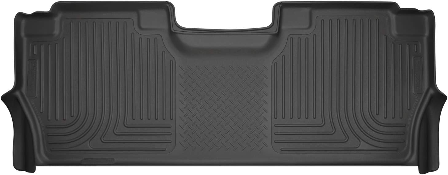 Husky Liners Weatherbeater | Fits 2022-2023 Ford F - 150 Lightning, 2021-2023 Ford F - 150, 2017-2022 F - 250, F - 350, F - 450 (Supercrew, Crew Cab) | Second Row Liner, Black | 14401 Crew Cab Weatherbeater 2nd Seat Floor Mat