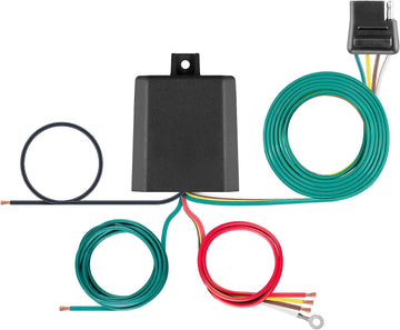 CURT Manufacturing 56496 Weather-Resistant Powered 3-to-2-Wire Splice-in Trailer Tail Light Converter with 4-Pin Wiring Harness Black