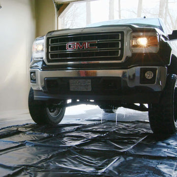 AutoFloorGuard AFG8622 8.5’x22’ Extra Large Heavy Duty Garage Floor Mat for Under Truck for Rain, Ice, and Mud w/ Stay-Put Corner and Telescoping Squeegee XL