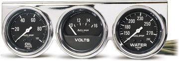 Auto Meter 2399 Chrome 2-5/8" Mechanical Three-Gauge Console