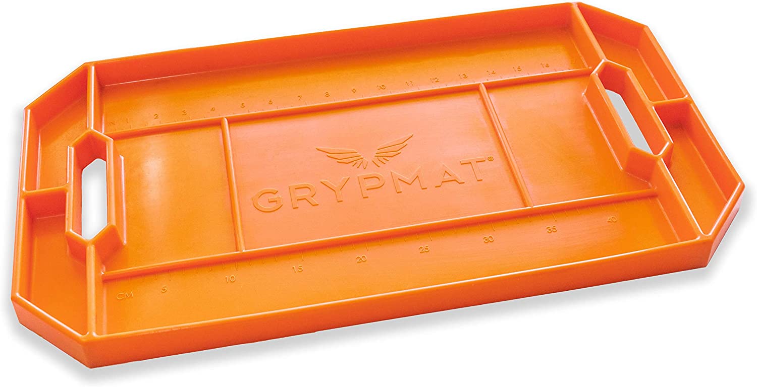 Grypmat | Non-Slip Flexible Orange Tool Tray | Tool Box Organizer | Socket Organizer | Tool Holder | Tool Mats | No Magnets | Easy Clean Up | As Seen On Shark Tank (Large) Large 2.0
