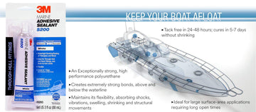 3M Marine Adhesive Sealant 5200 (05203) Permanent Bonding and Sealing for Boats and RVs Above and Below the Waterline Waterproof Repair, White, 3 fl oz Tube