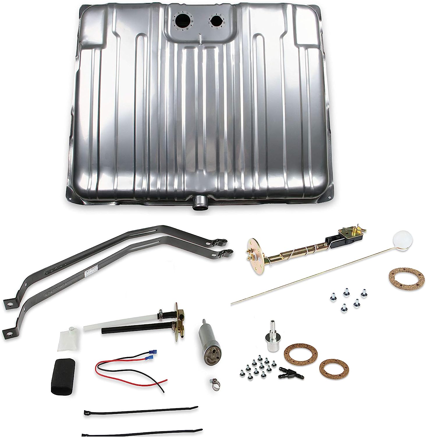 Holley 19-405 Sniper EFI Fuel Tank System Tank/400 LPH Fuel Pump/Sender/Straps/Filler Neck 24 Gallon Capacity Coated Steel Silver Powder coat Sniper EFI Fuel Tank System