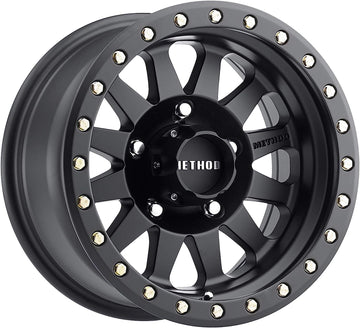 Method Race Wheels Double Standard Matte Black Wheel with Zinc Plated Accent Bolts (15x8"/5x4.5") -24 mm offset