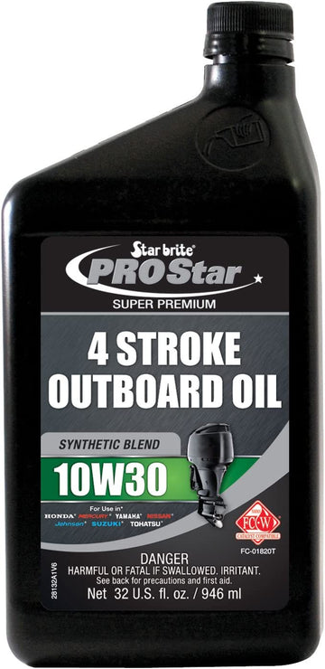 Star Brite 10W 30 Pro Super Premium Synthetic Blend 4 Stroke Outboard Oil (32-Ounce) 10w30 Quart