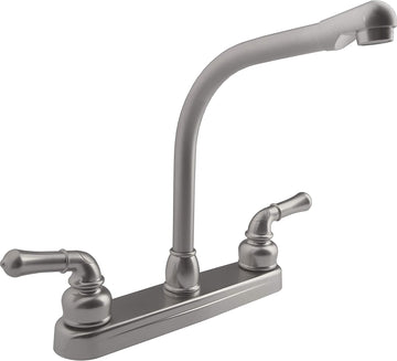 Dura Faucet (DF-PK210C-SN) Hi-Rise RV Kitchen Faucet with Classical Levers (Brushed Satin Nickel)
